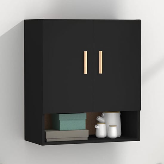 Read more about Aizza wooden wall storage cabinet with 2 doors in black