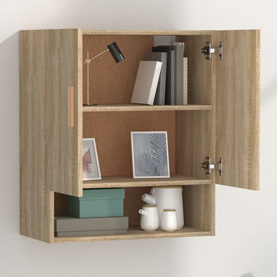 Aizza Wooden Wall Storage Cabinet With 2 Doors In Sonoma Oak