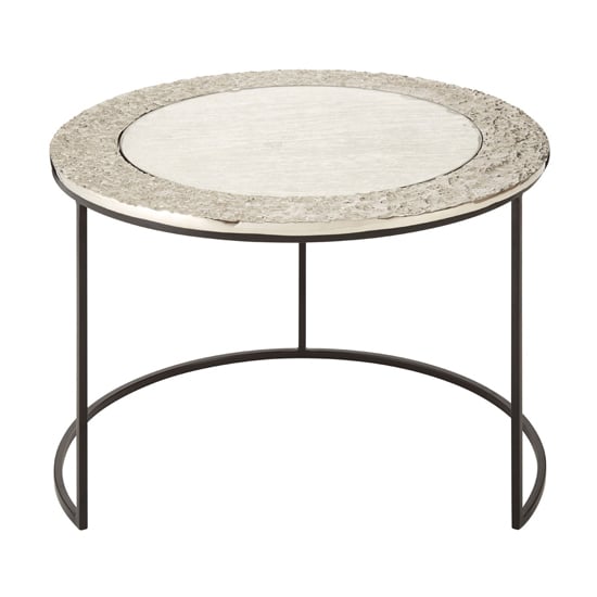 Akela Large Round Glass Top Set Of 2 Side Tables In Brass
