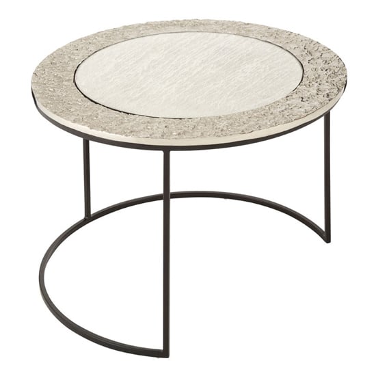 Akela Large Round Glass Top Set Of 2 Side Tables In Brass
