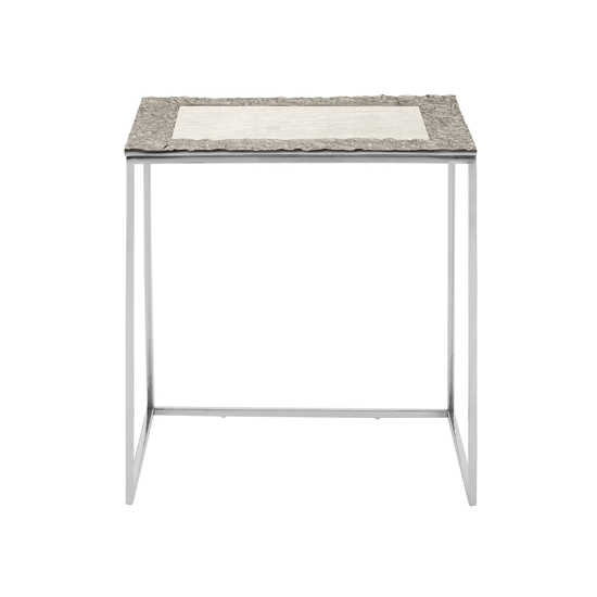 Akela Rectangular Glass Top Set Of 3 Side Tables In Silver