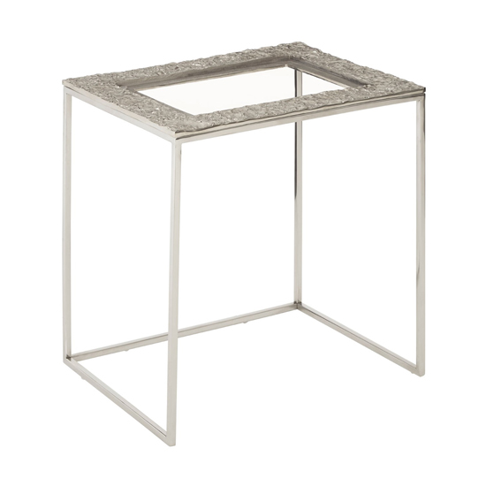 Akela Rectangular Glass Top Set Of 3 Side Tables In Silver
