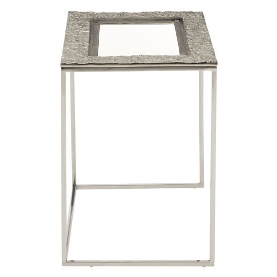 Akela Rectangular Glass Top Set Of 3 Side Tables In Silver
