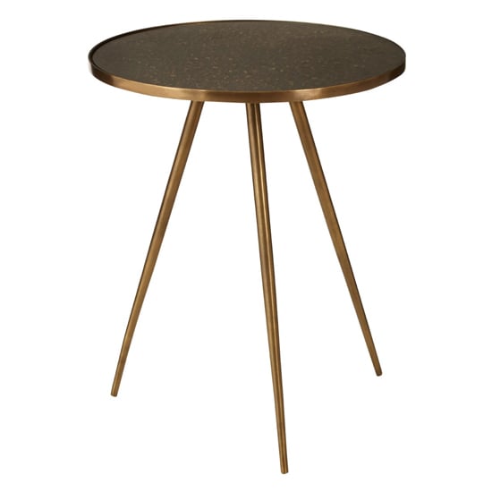 Read more about Akela round glass top side table with gold metal legs