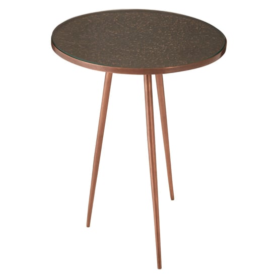 Akela Round Glass Top Side Table With Copper Metal Legs_2