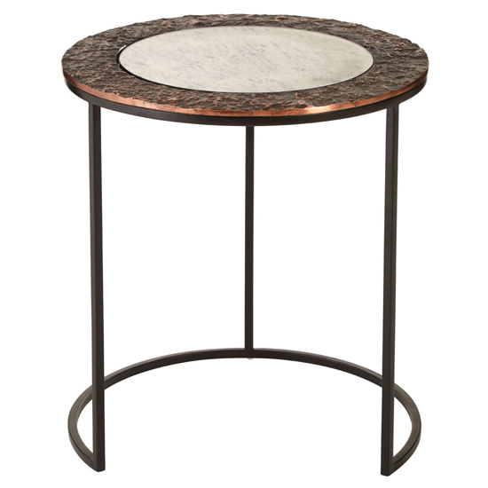 Akela Set Of 2 Small Round Glass Top Side Tables In Copper Sale