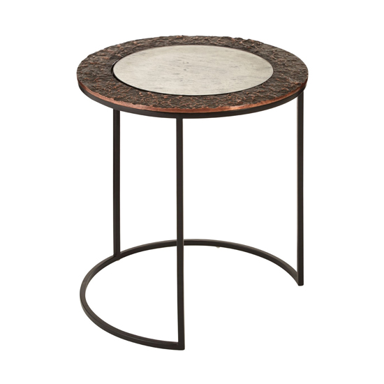 Akela Set Of 2 Small Round Glass Top Side Tables In Copper | Sale