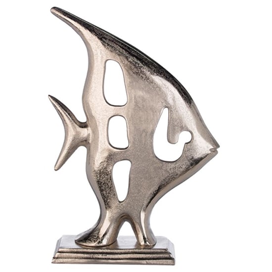 Product photograph of Aki Aluminium Large Fish Sculpture In Antique Silver from Furniture in Fashion
