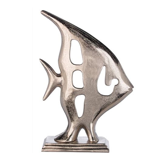 Aki Aluminium Small Fish Sculpture In Antique Silver