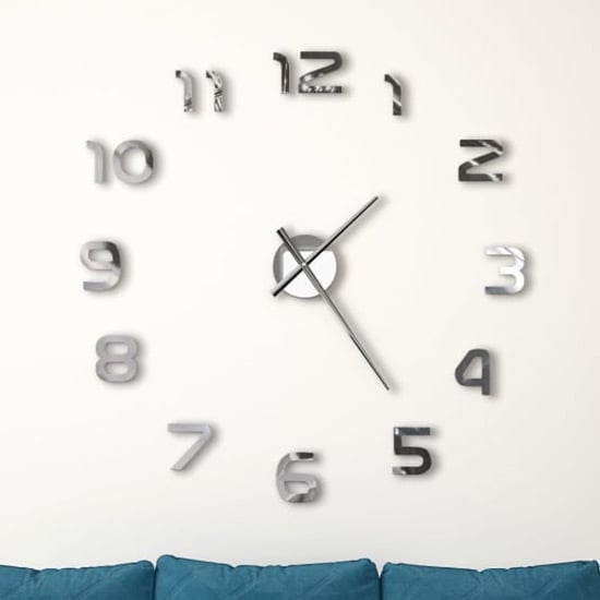 Akikta EVA Modern Design 3D Wall Clock In High Gloss Silver Furniture