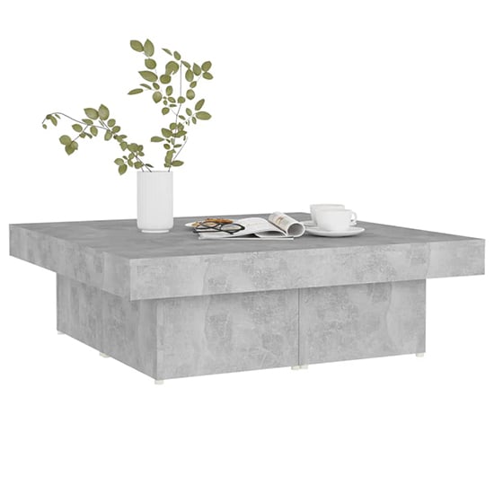 Akili Square Wooden Coffee Table In Concrete Effect