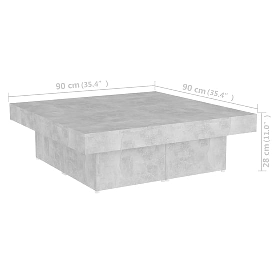 Akili Square Wooden Coffee Table In Concrete Effect