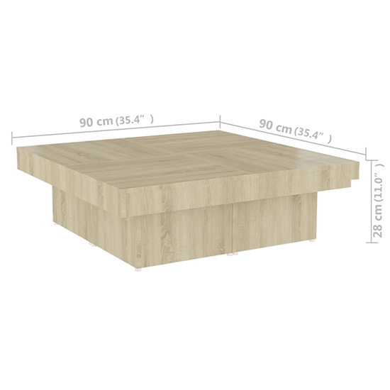 Akili Square Wooden Coffee Table In Sonoma Oak