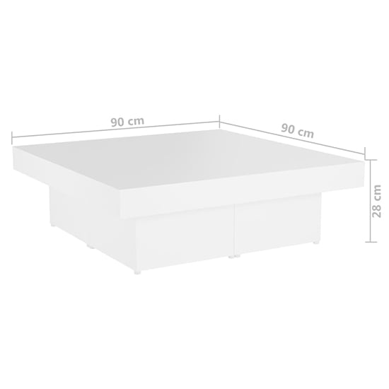 Akili Square Wooden Coffee Table In White