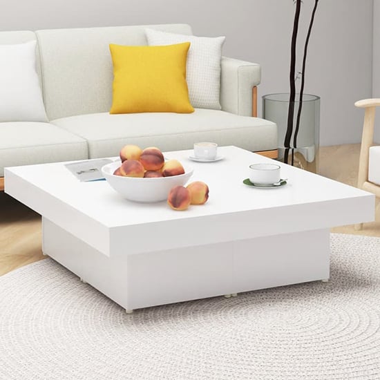 Akili Square Wooden Coffee Table In White