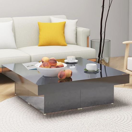 Akili Square High Gloss Coffee Table In Grey
