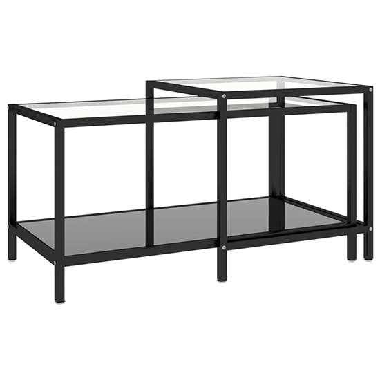 Akio Clear Glass Coffee Tables With Black Undershelf Furniture in Fashion