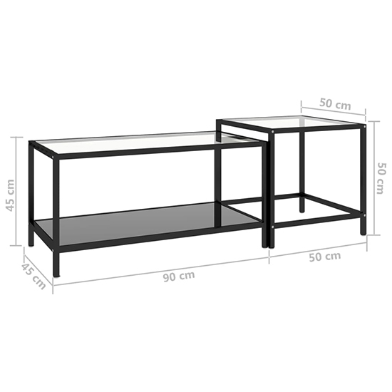 Akio Clear Glass Coffee Tables With Black Undershelf