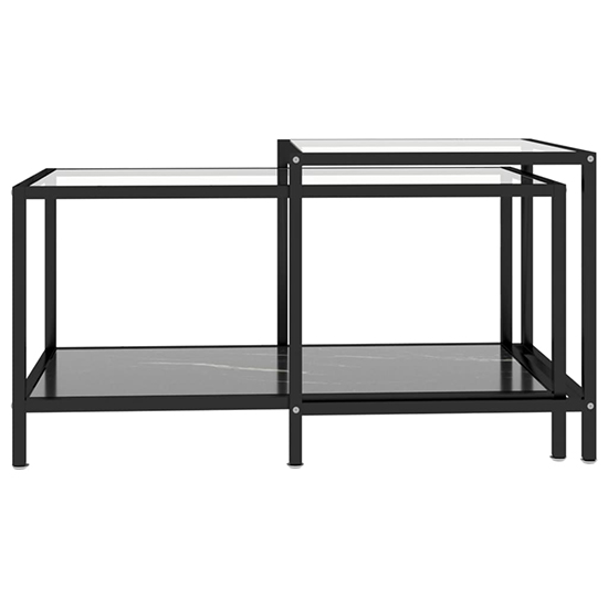 Akio Glass Coffee Tables With Black Marble Effect Undershelf_3