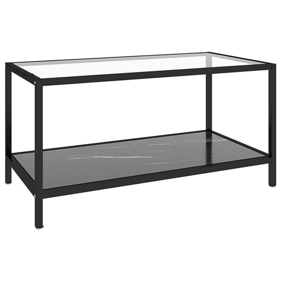 Akio Glass Coffee Tables With Black Marble Effect Undershelf_6