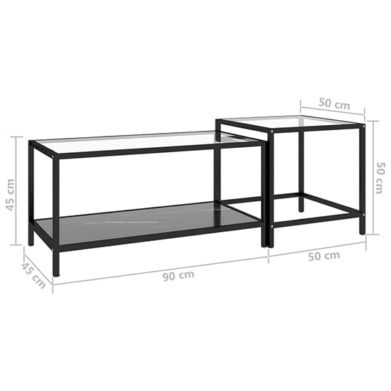 Akio Glass Coffee Tables With Black Marble Effect Undershelf_7