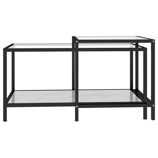 Akio Glass Coffee Tables With White Marble Effect Undershelf_3