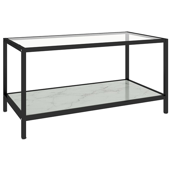 Akio Glass Coffee Tables With White Marble Effect Undershelf_6