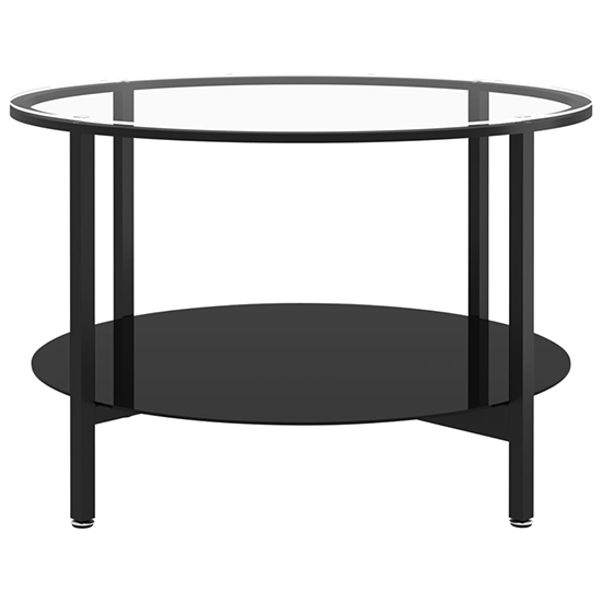 Akio Round Clear Glass Coffee Table With Black Undershelf