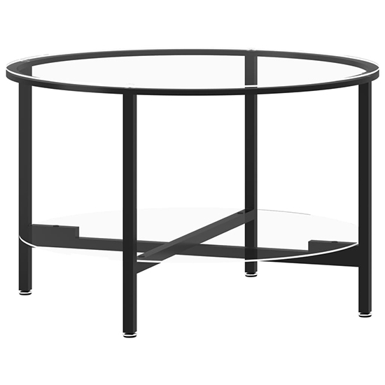 Akio Round Clear Glass Coffee Table With Undershelf