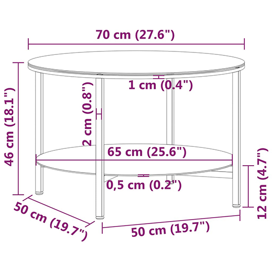 Akio Round Clear Glass Coffee Table With Undershelf