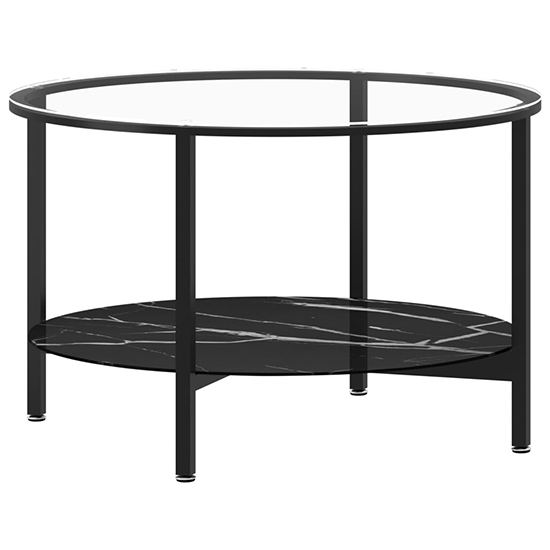 Akio Round Glass Coffee Table With Black Marble Effect Shelf_2