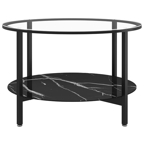 Akio Round Glass Coffee Table With Black Marble Effect Shelf_3