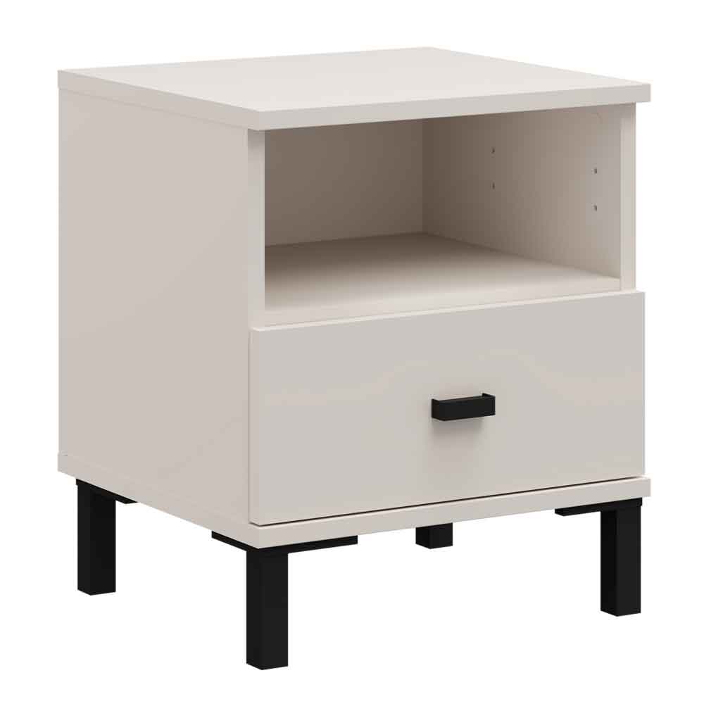 Akira Wooden Bedside Cabinet with 1 Drawer in White