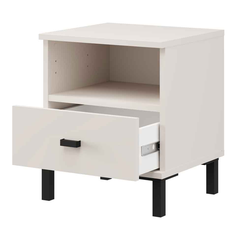Akira Wooden Bedside Cabinet with 1 Drawer in White