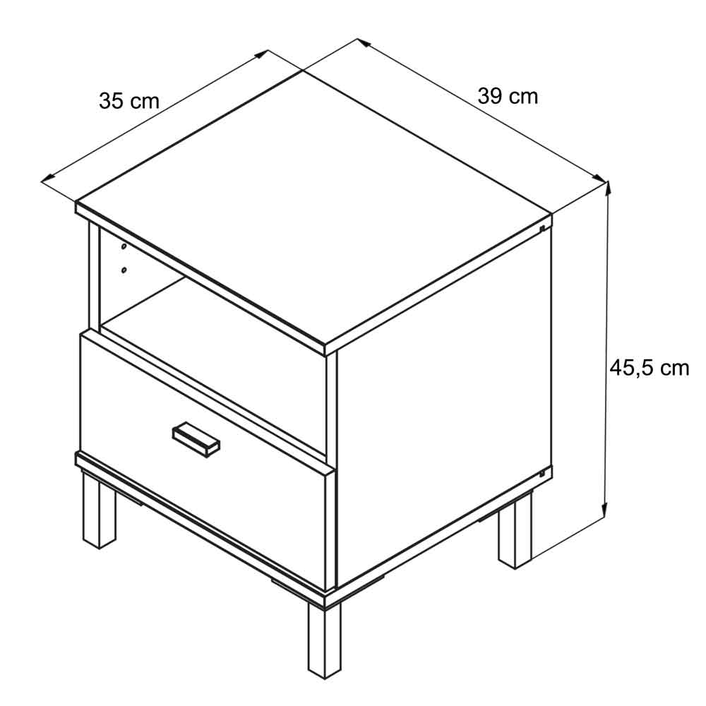 Akira Wooden Bedside Cabinet with 1 Drawer in White