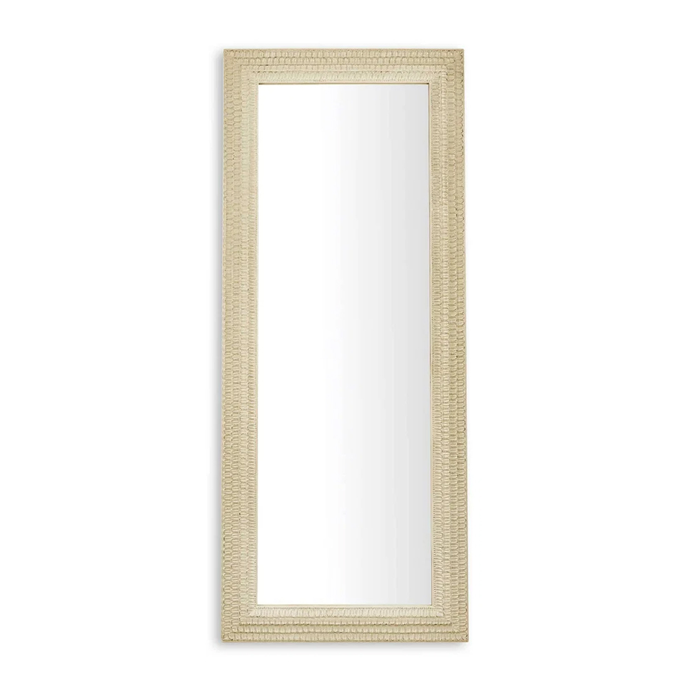 Akisato Glass Lean Mirror with White Frame