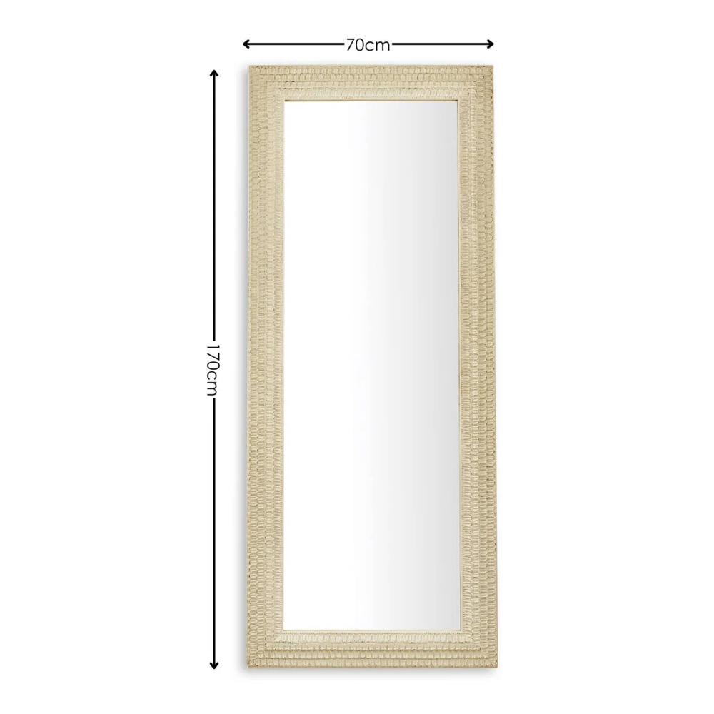 Akisato Glass Lean Mirror with White Frame