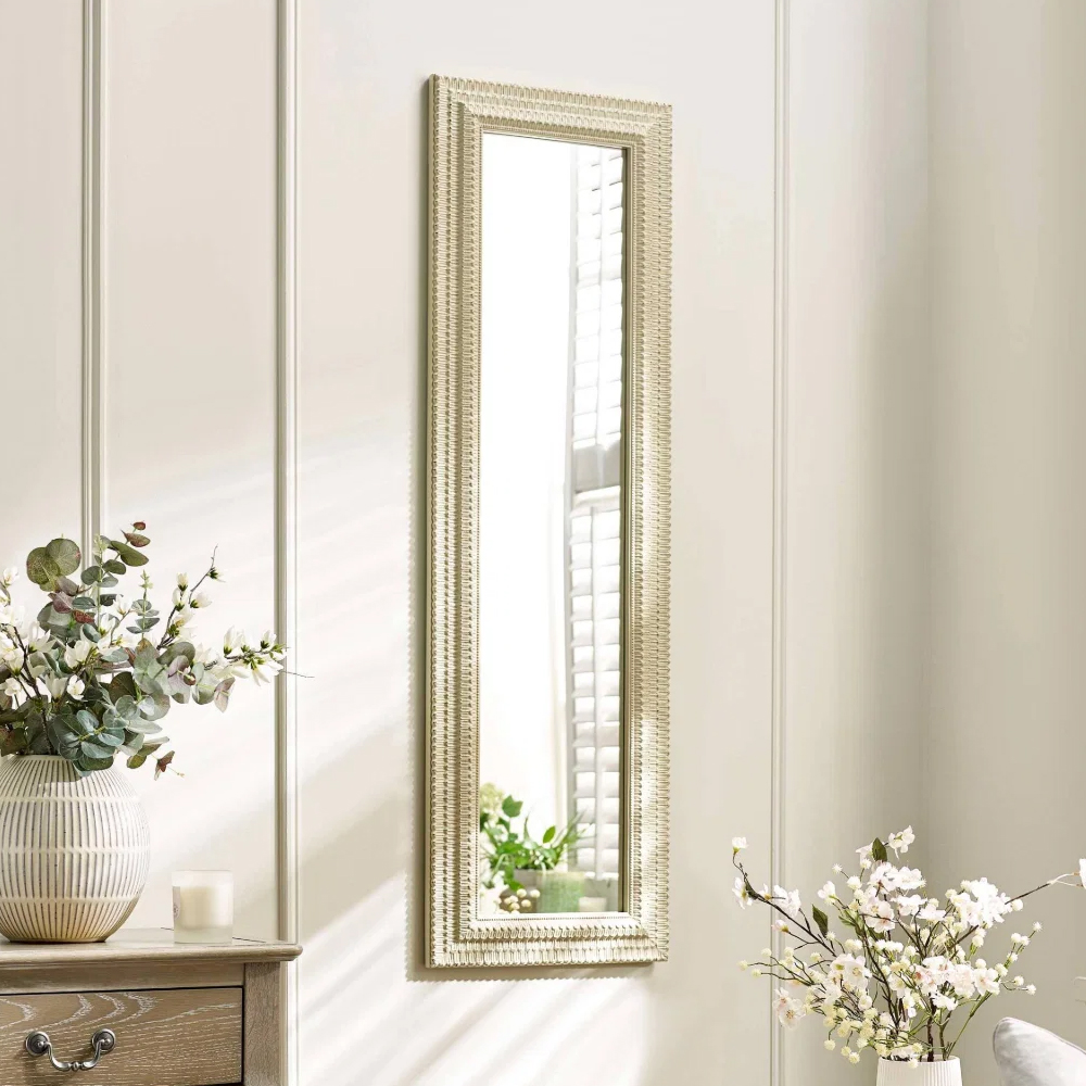 Akisato Glass Wall Mirror with White Frame