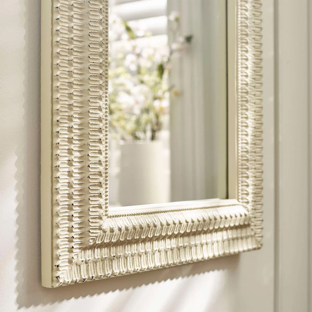 Akisato Glass Wall Mirror with White Frame