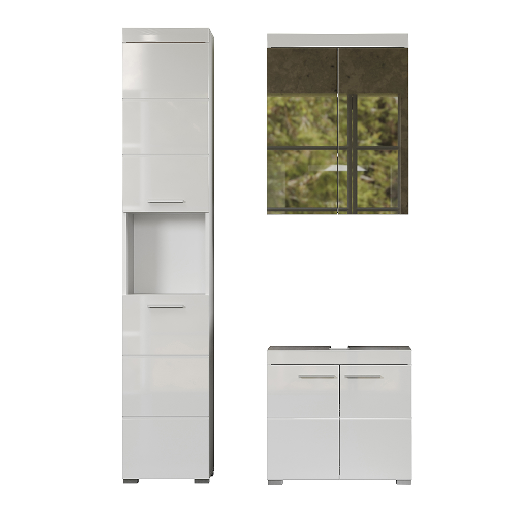 Akito High Gloss Bathroom Furniture Set in White