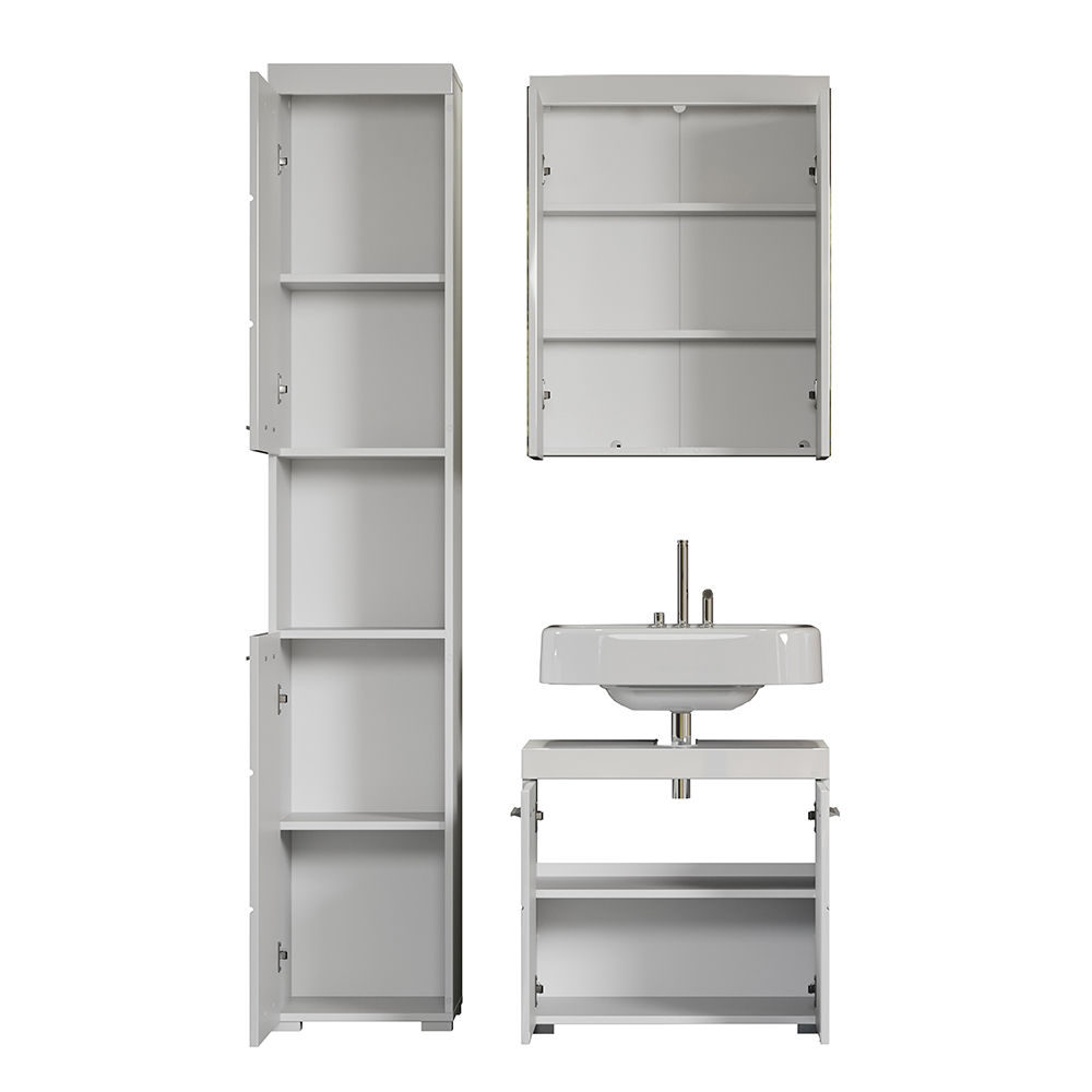 Akito High Gloss Bathroom Furniture Set in White