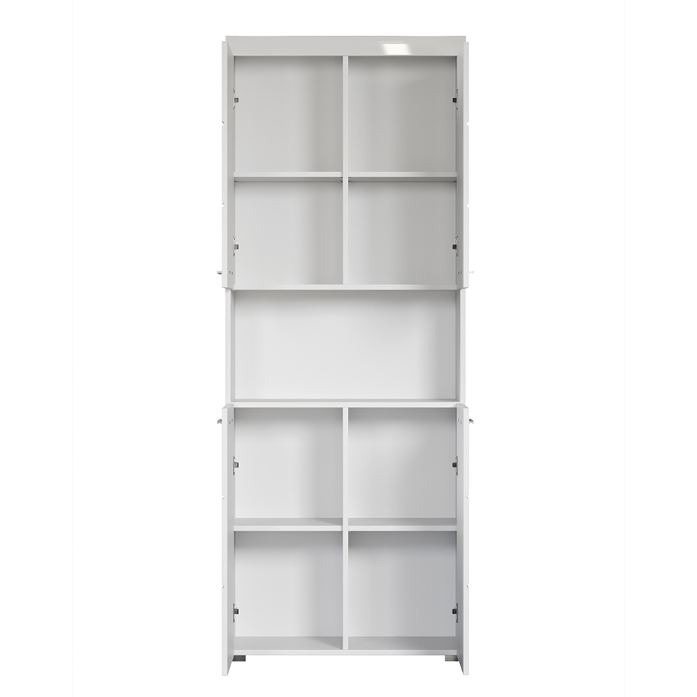 Akito High Gloss Bathroom Storage Cabinet with 4 Doors in White