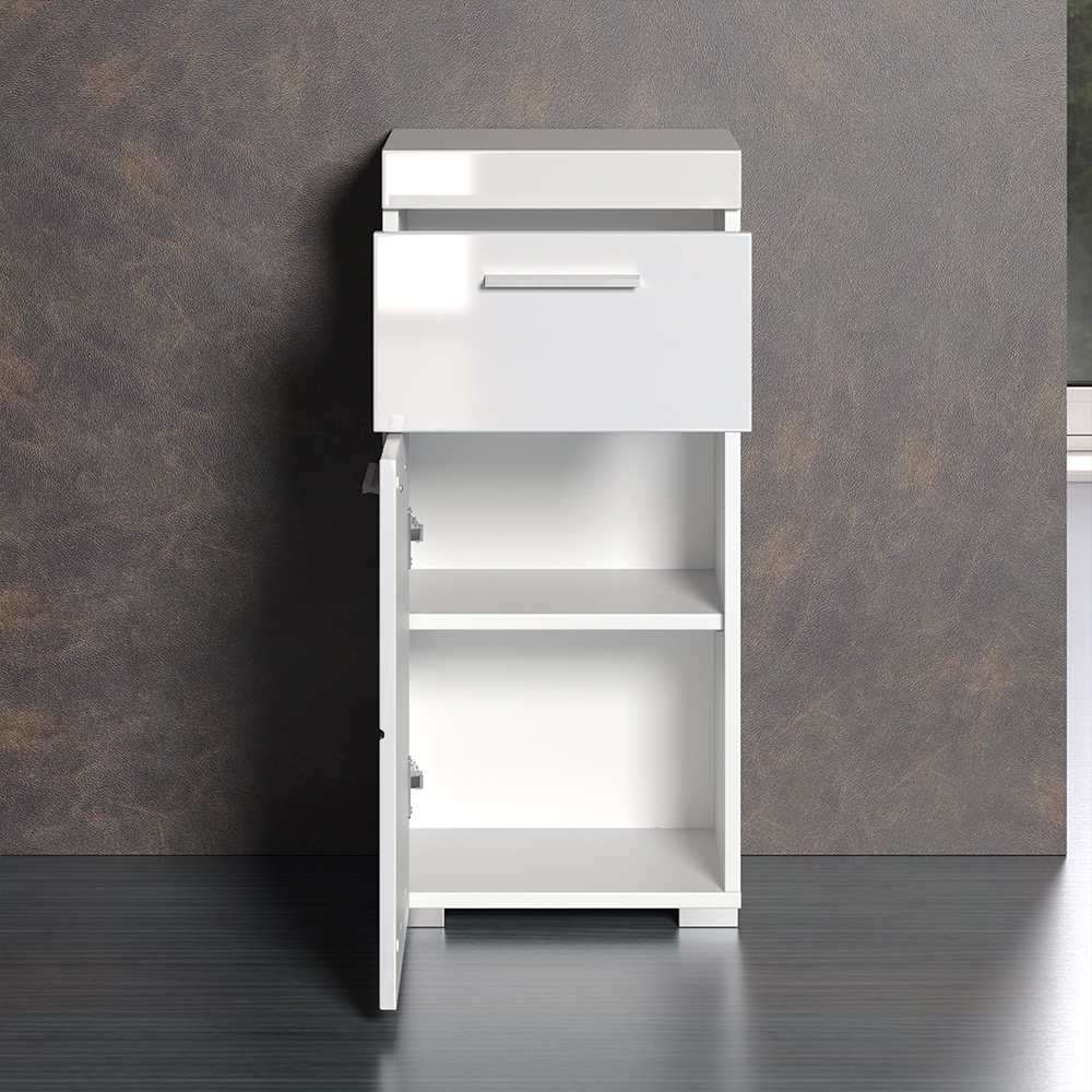 Akito High Gloss Bathroom Storage Cabinet In White