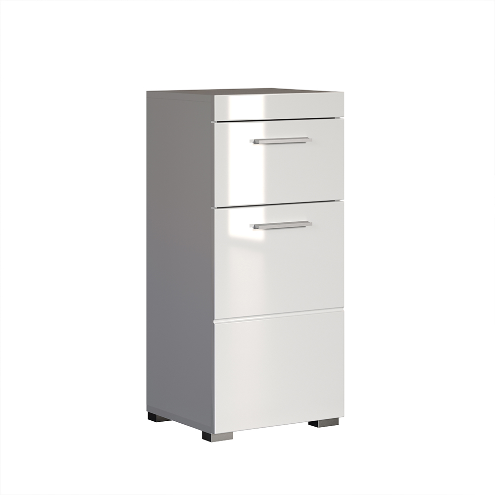 Akito High Gloss Bathroom Storage Cabinet In White