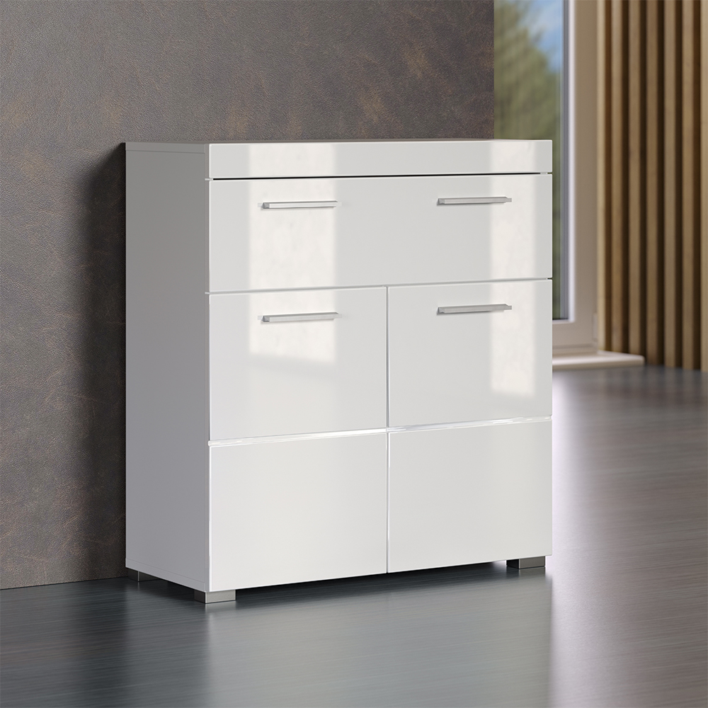 Akito High Gloss Storage Cabinet With 2 Doors In White