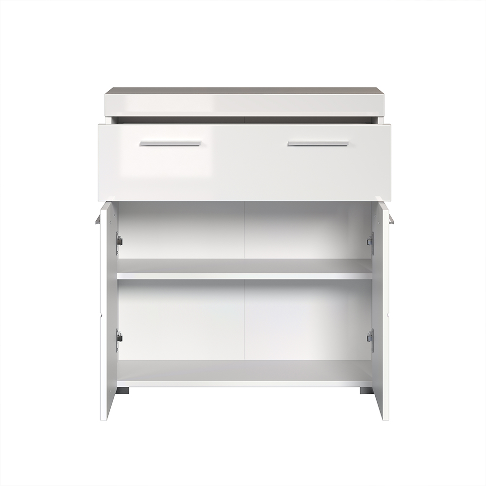 Akito High Gloss Storage Cabinet With 2 Doors In White