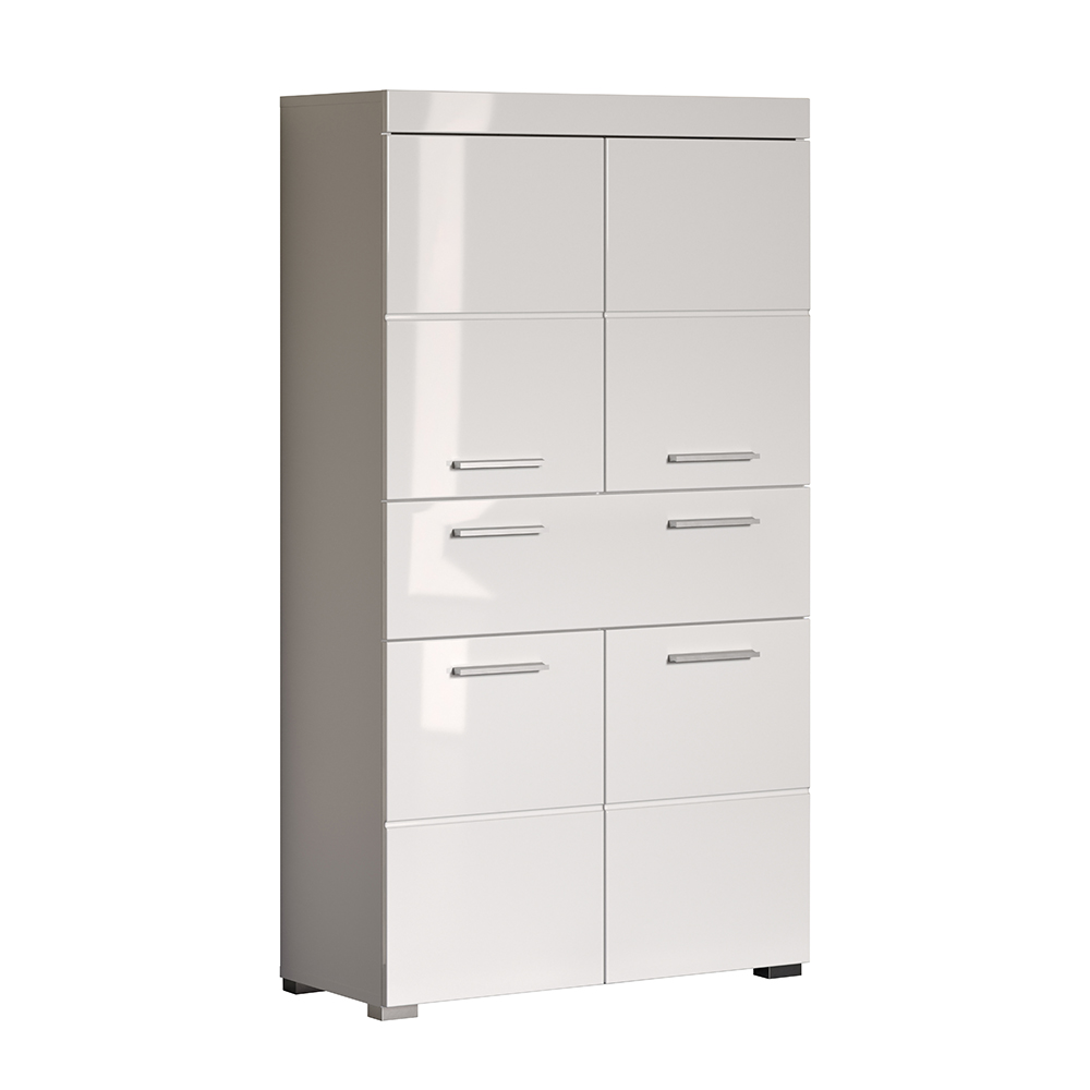 Akito High Gloss Storage Cabinet With 4 Doors In White
