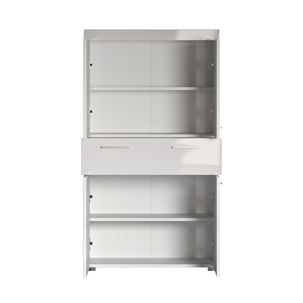 Akito High Gloss Storage Cabinet With 4 Doors In White