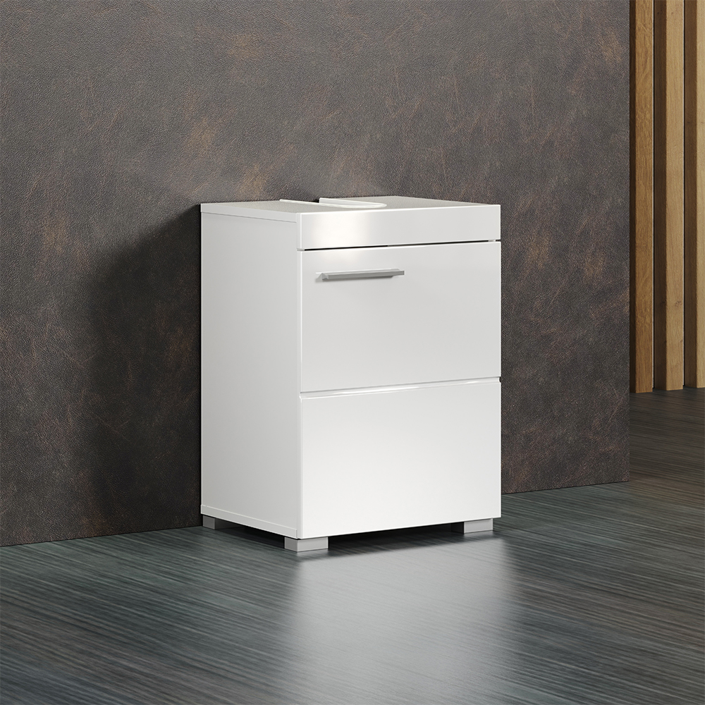 Akito High Gloss Vanity Unit with 1 Door in White