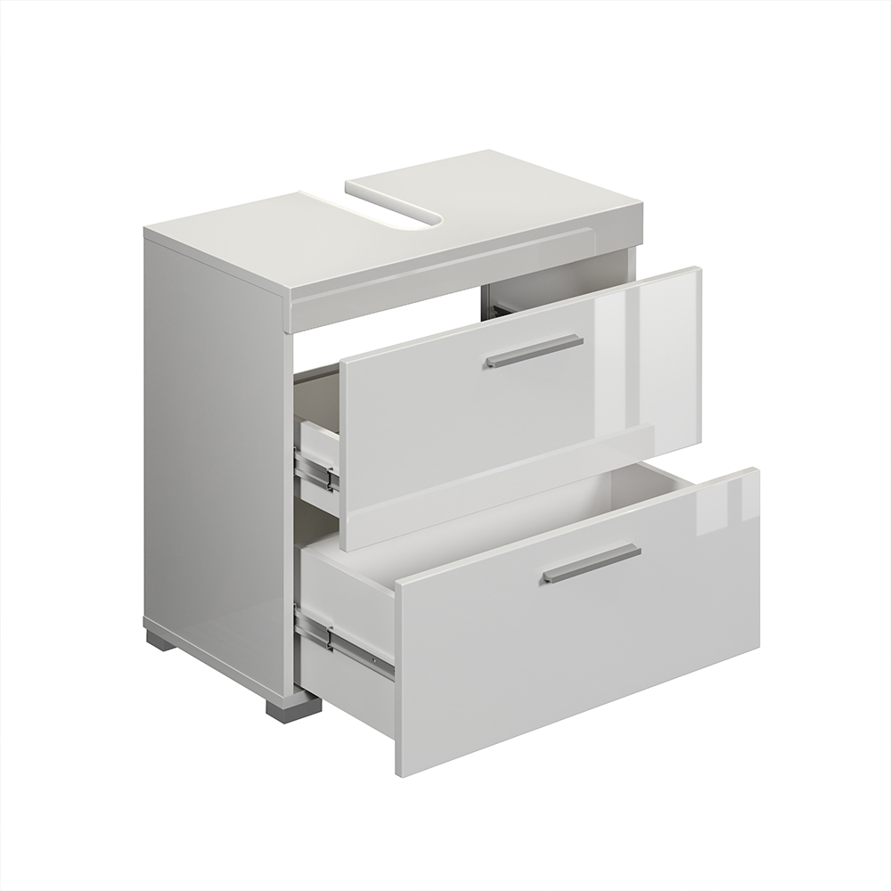 Akito High Gloss Vanity Unit with 2 Drawers in White